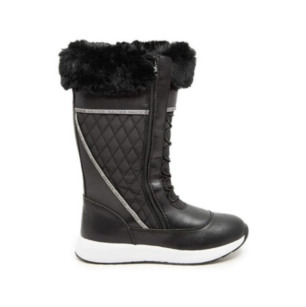 - NAUTICA Everly Quilted Faux Fur-Trim Water Resistant Snow Boots